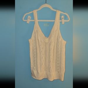 Banana Republic Cable Knit Sweater Tank Top in Cream White Size Large